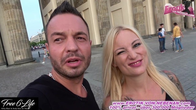 Public flashing and sex in Berlin with blonde teen slut