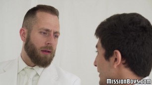 Mormon boy barebacked by bearded elder after serious blowjob