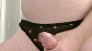 Major cumshot in see through black panties