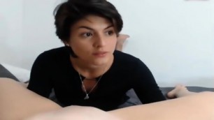 Tiny Honey Girlfriend Licking Cumshot On Webcam